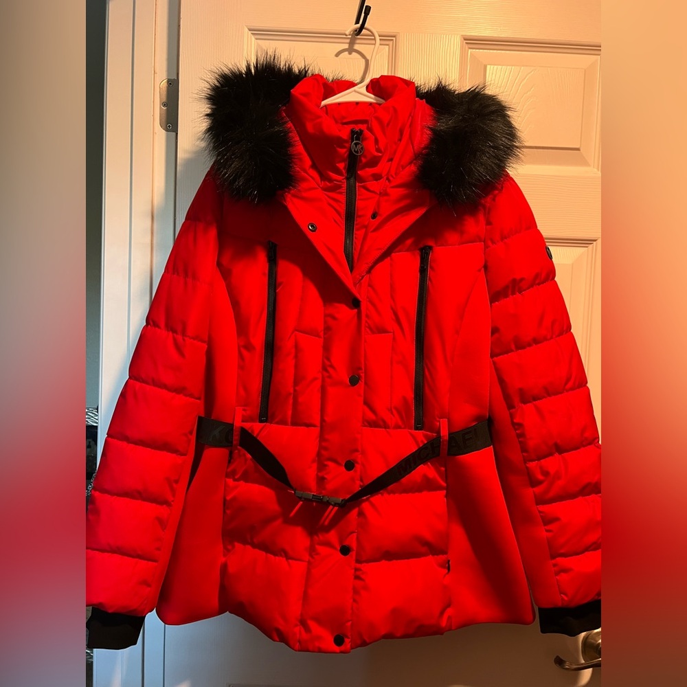 Michael Kors Women's Faux-Fur-Trim Hooded Puffer Coat